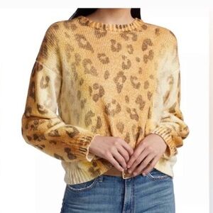 MOTHER cotton knit sweater, ombre leopard print. Brown,tan Oversize Size medium.